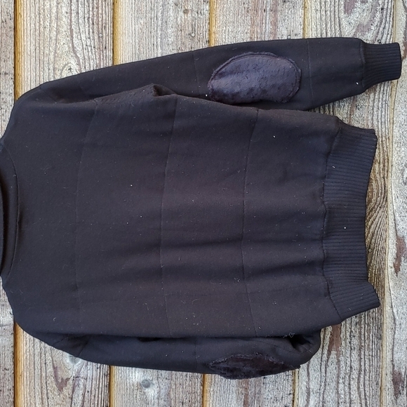 Opening Ceremony Black Fleece lined Bomber Jacket elbow patches Large - Picture 4 of 6